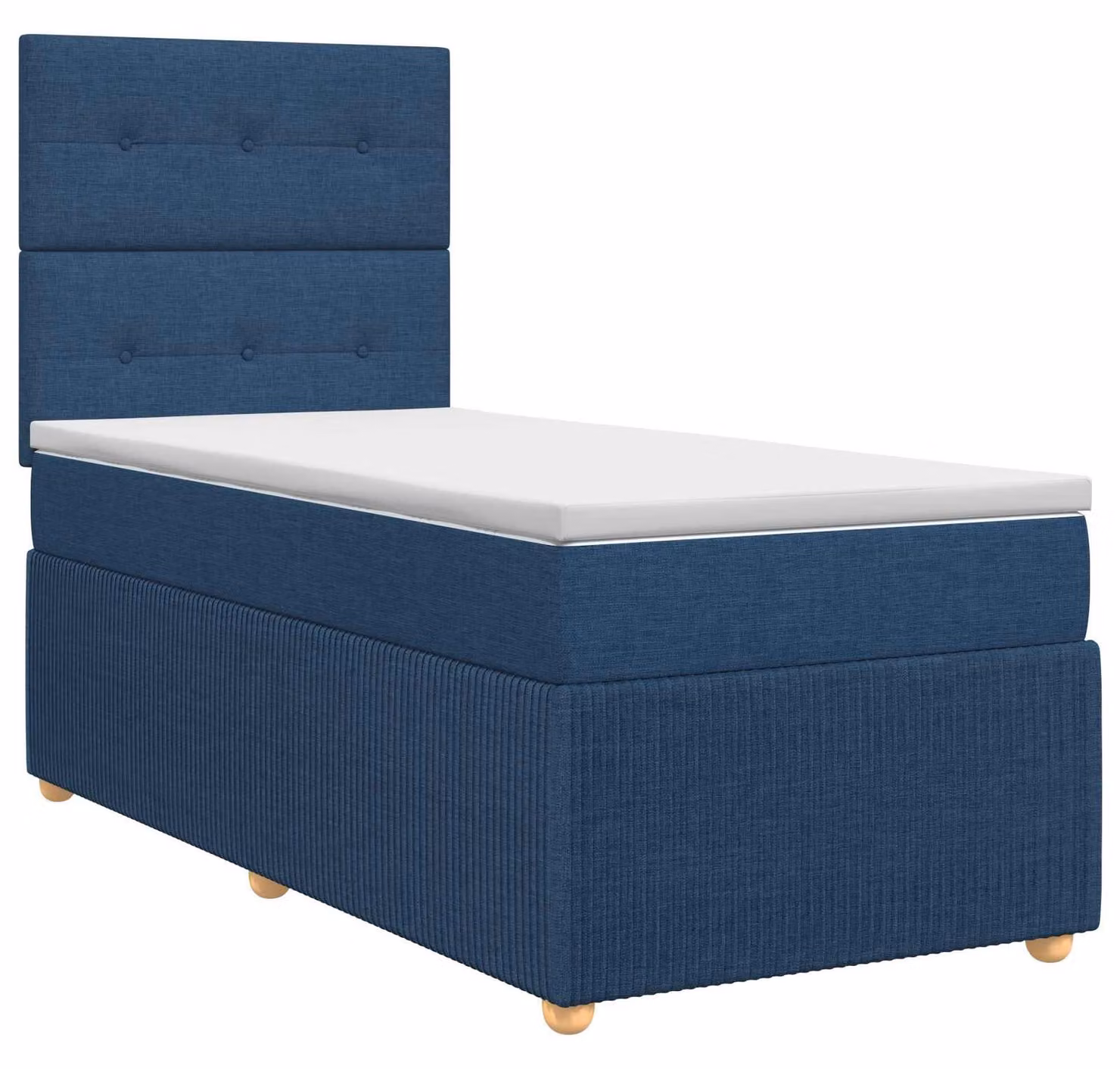 Letto a molle insacchettate con materasso e testata in tessuto blu 90 x 200 cm