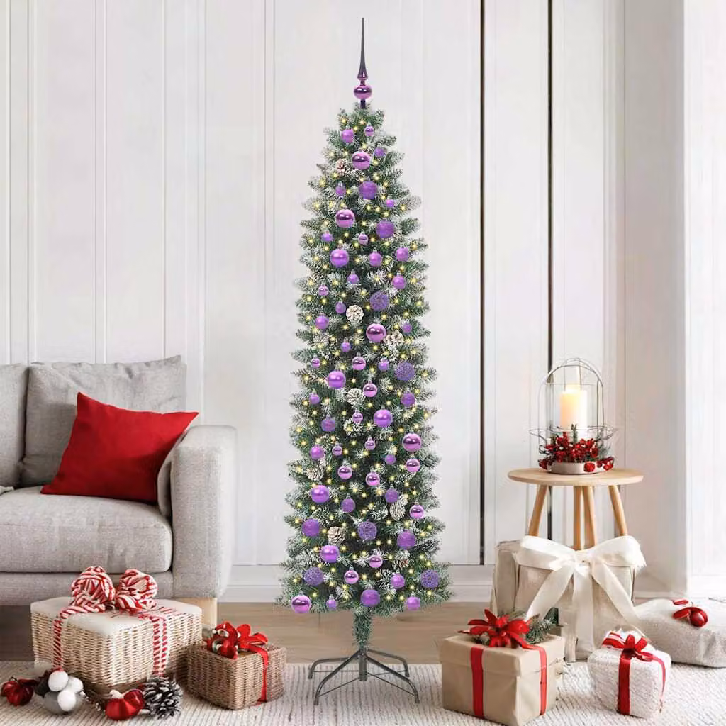 Maison Exclusive - Albero di Natale artificiale slanciato, verde e bianco, 180 cm