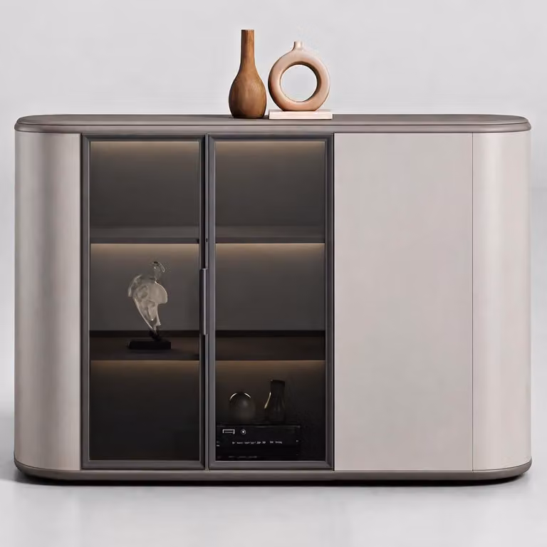 Credenza moderna con un'illuminazione elegante e un design raffinato