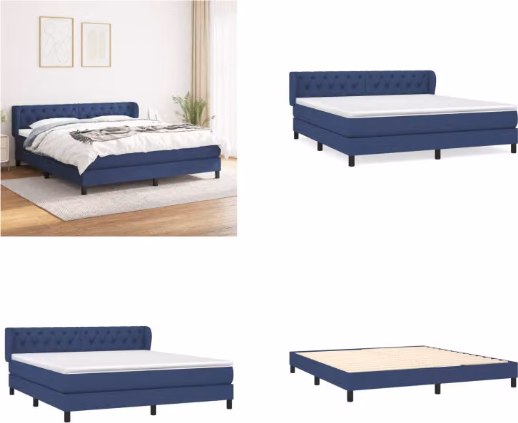 vidaXL Letto a molle con materasso in tessuto blu 160x200 cm - Letto a molle - Boxspringbetten - Bett - Schlafzimmermöbel