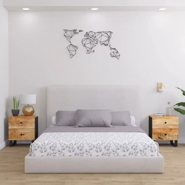 Comodini 2pz-Set di 2 Tavolino da notte 40x33x46 cm in Legno Massello di Mango 281557