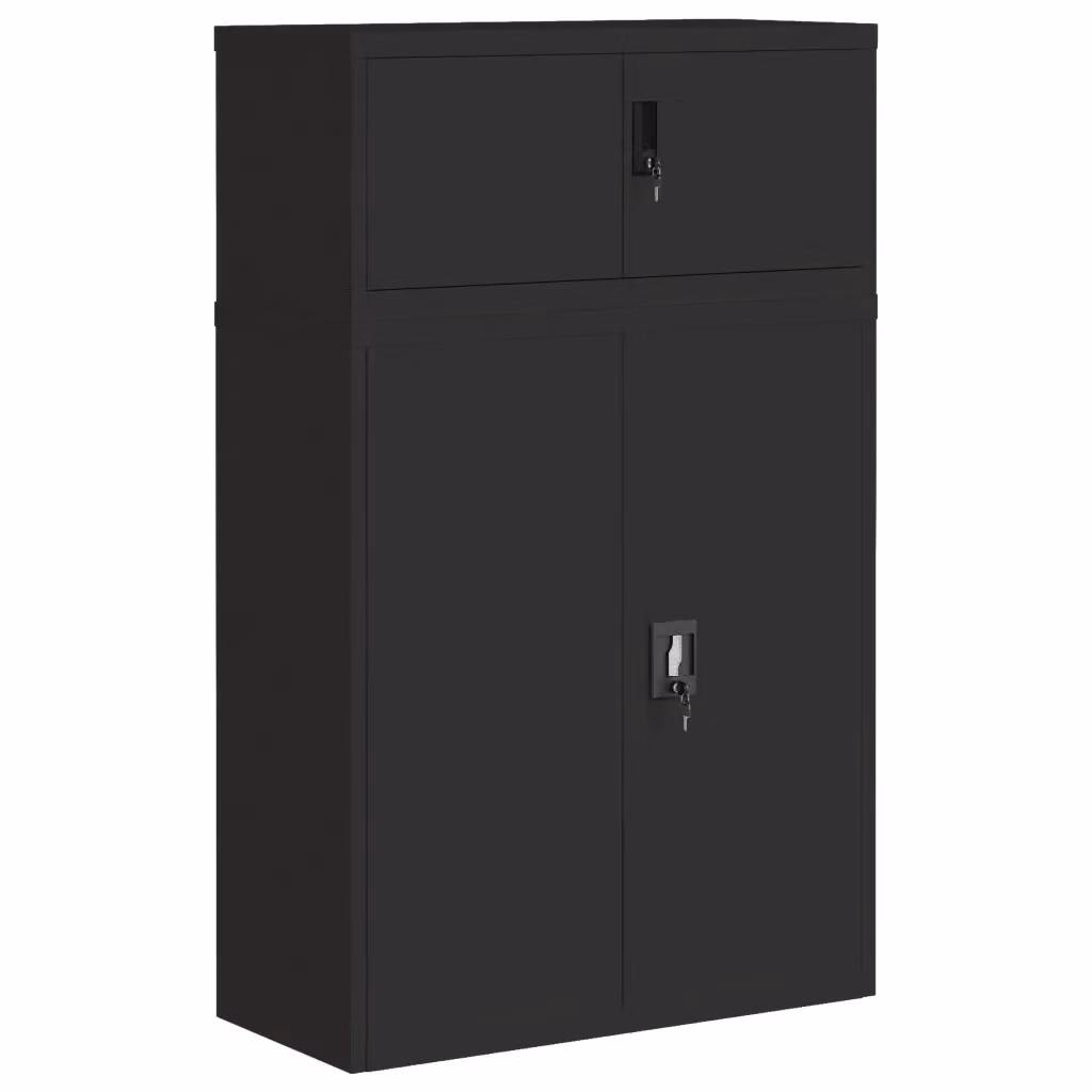 Armadio Classificatore vidaXL in Metallo Nero Opaco con Ante a Battente e Serratura L/P/H: 90 x 40 x 145 cm – 2