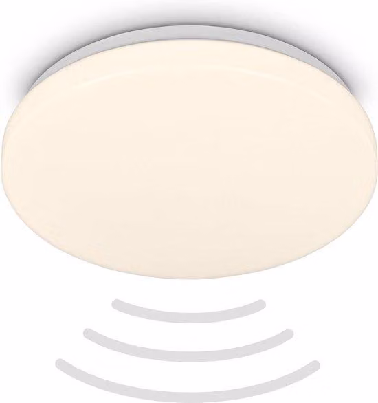 Lampada da soffitto per bagno a LED con sensore di movimento, IP54, luce bianca calda, angolo di illuminazione 120 gradi, 27x65 cm, bianco