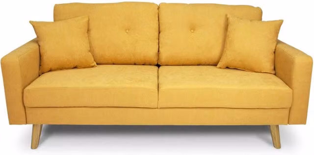 Divano 3 posti in tessuto vellutato giallo piedi in legno - Chloe - DI-CH16FBC-PL