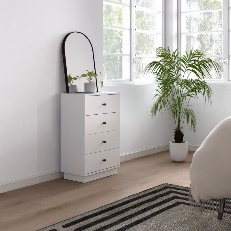 Cassettiera moderna WISHDOR a 4 cassetti in legno bianco L: 47 cm, P: 29 cm, H: 75 cm – 2