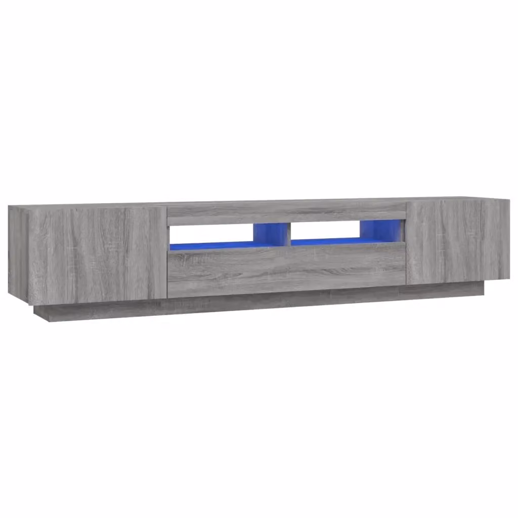 Set di mobili TV moderno vidaXL in legno multistrato grigio con luci LED integrate per il tuo soggiorno – 2