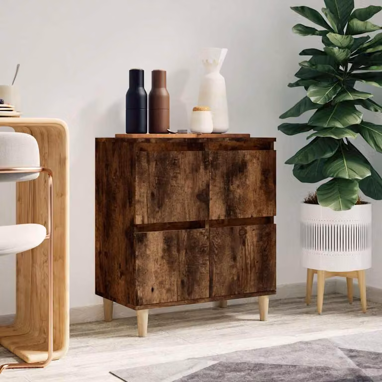 Credenza vidaXL in Legno Multistrato e MDF, Colore Rovere Fumo, L 60 cm x P 35 cm x H 70 cm