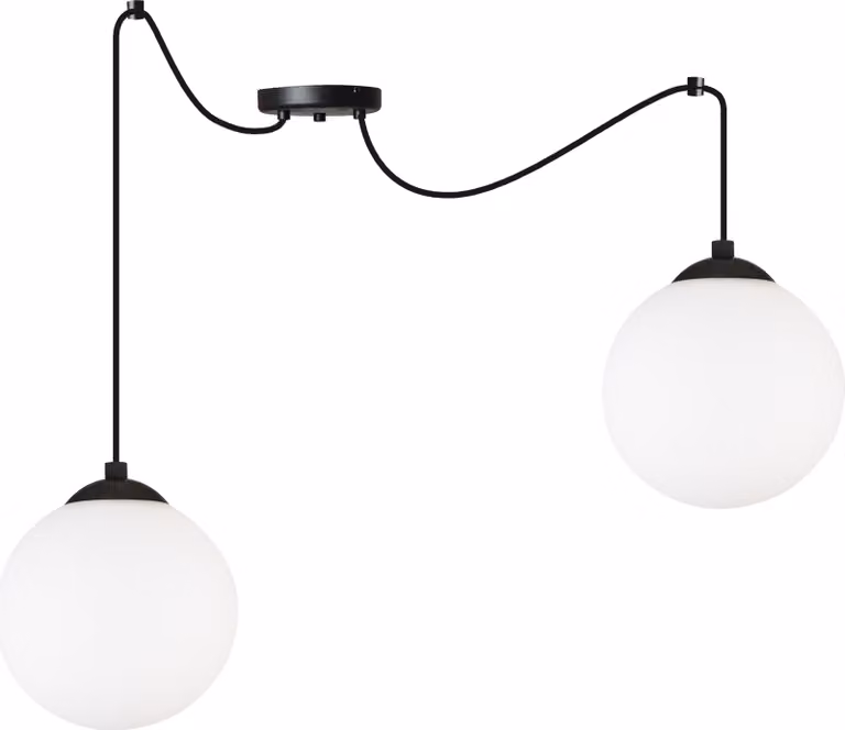Moderna lampada a sospensione a ragno con sfere nere da 15 cm – Lampada a sospensione LED a più bracci