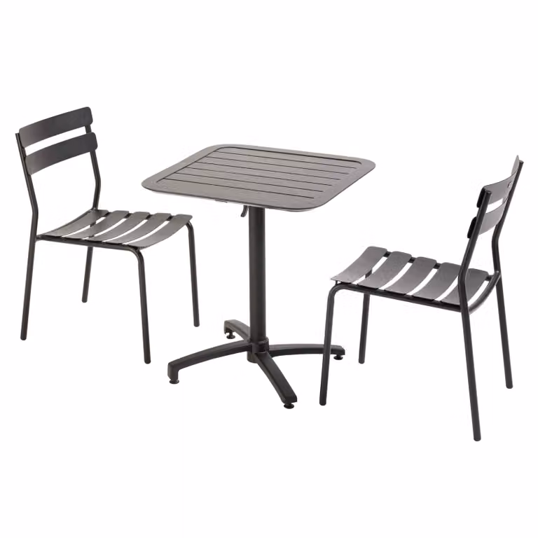 Tavolo reclinabile 70 x 70 cm e 2 sedie nero - Oviala Almada