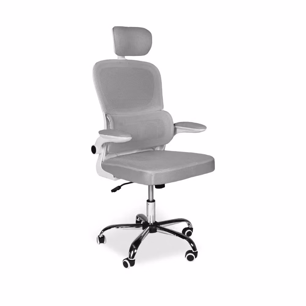 Poltrona da ufficio ergonomica Veriaffari Vibes in tessuto grigio con poggiatesta e ruote multidirezionali – 2