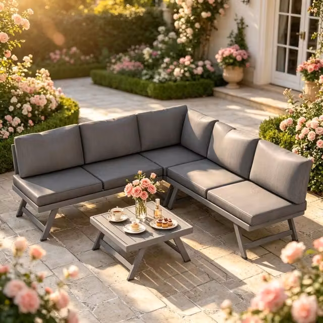 Set Divano da Giardino ¨C Minimal ¨C Polyrattan Grigio