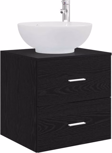 Mobile Lavabo | Armadio Lavabo da Parete Rovere Nero 49,5 x 44,5 x 66,5 cm