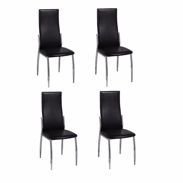 Sedie da Pranzo 4 pz Nere in Pelle finta