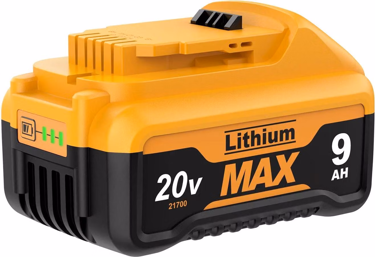 Batteria di ricambio per DeWalt 20V, DCB200, 9000 mAh 21700 Li-Ion, beige, compatibile con DCB182/DCB180/DCB181