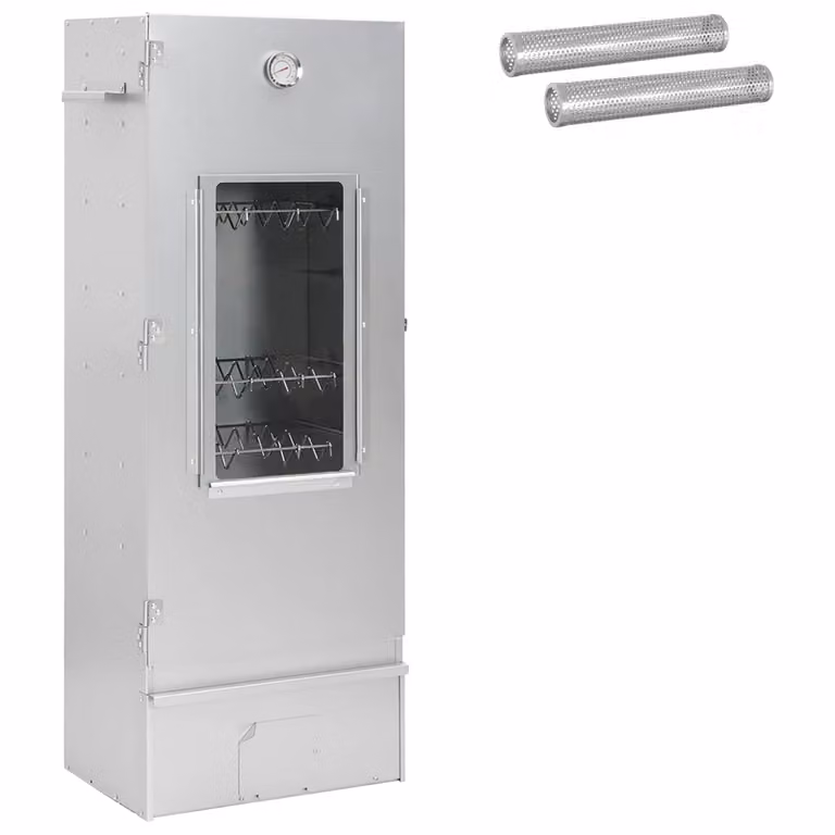vidaXL Forno Affumicatore Verticale in Acciaio Zincato Argento L/P/H: 44,5 x 29 x 110 cm