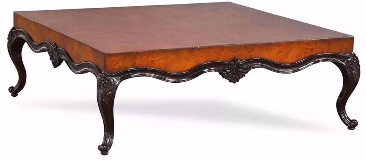 Casa Padrino tavolino barocco marrone/nero 136 x 136 x h. 46 cm - Sontuoso tavolo da salotto in stile barocco - Mobili barocchi - Mobili in stile barocco - Nobile e sontuoso