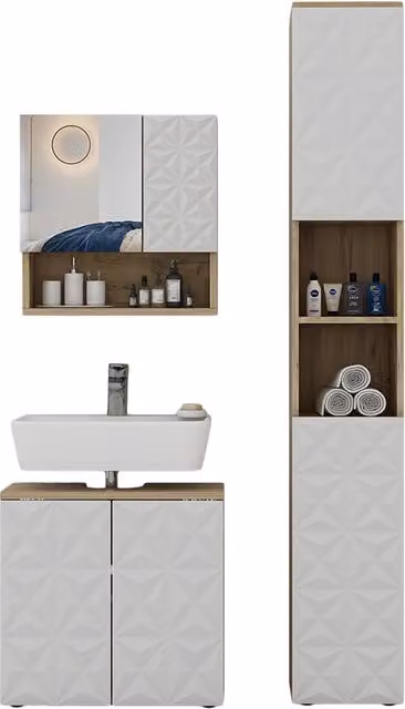 Set di mobili da bagno Edge Bianco 3 pezzi Vicco