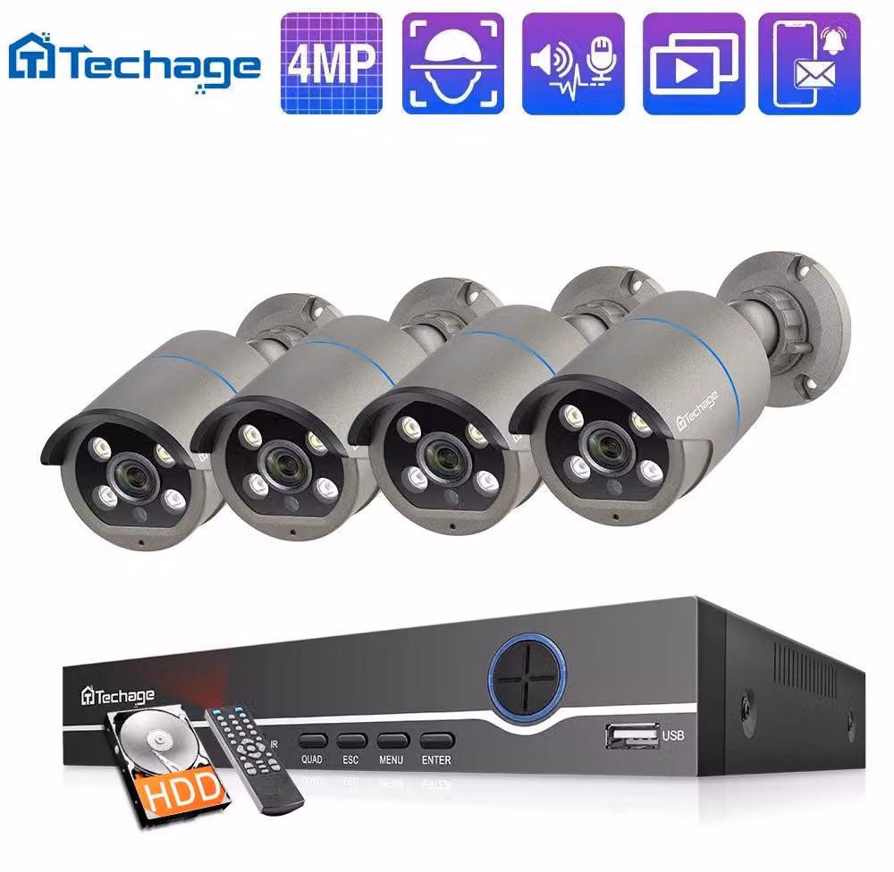 Kit di telecamere di sicurezza a 8 canali, con registratore NVR PoE, dotato di rilevamento facciale e audio