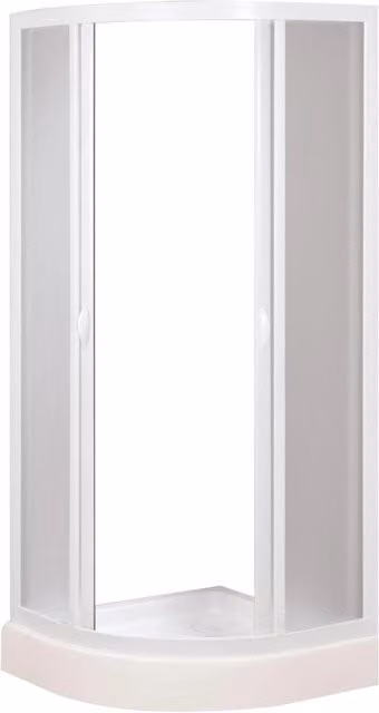 Box Doccia Semicircolare 100x100 cm 2 Ante Scorrevoli in Acrilico 2,2 mm H185 cm Dorini Bianco