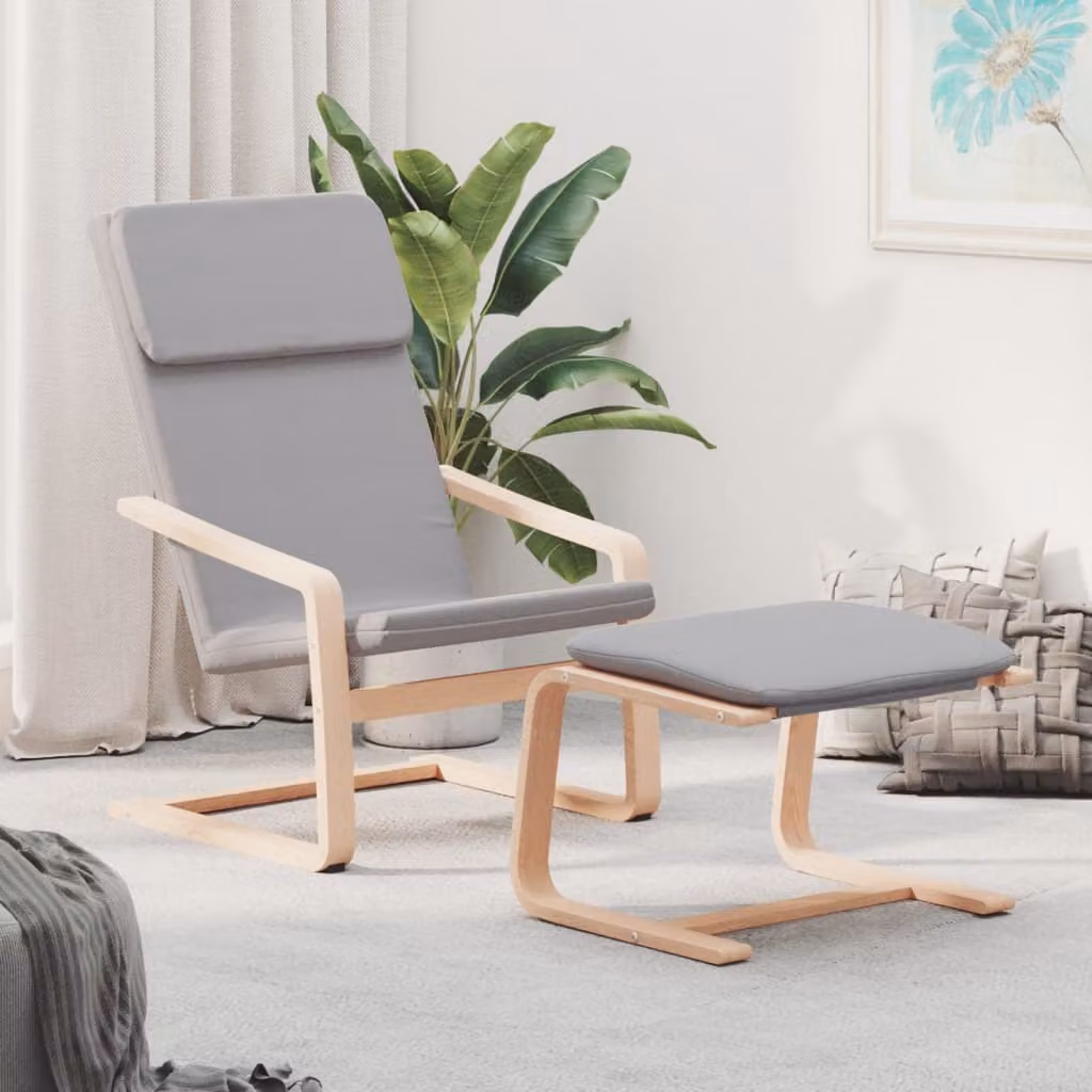 Maison Exclusive - Poltrona relax con poggiapiedi in tessuto grigio chiaro