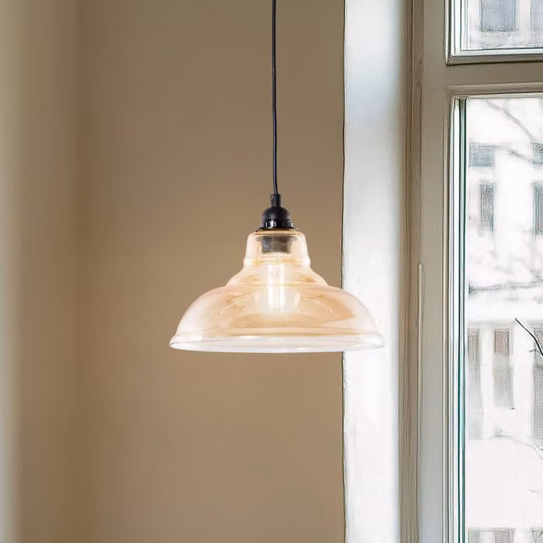 Lampada a sospensione in vetro Dilberay 327-S Opviq, dimmerabile, Crema / Ambra, Soggiorno / Sala da pranzo, Vetro, Lampada a sospensione