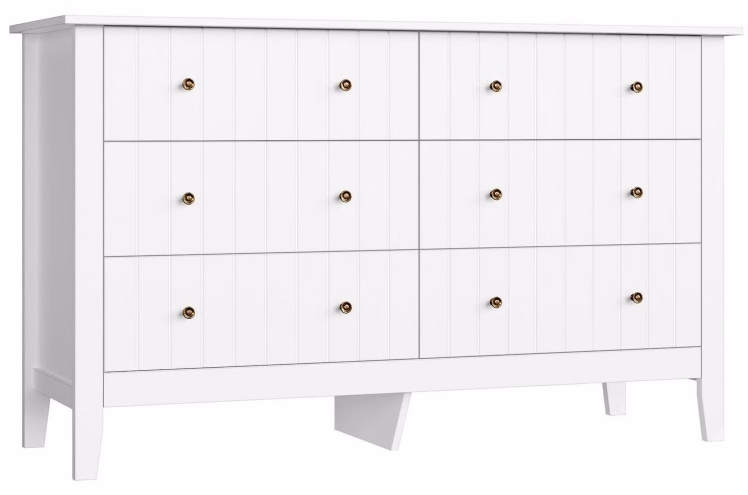 Comodino bianco, 133 cm di larghezza, con 6 cassetti, ideale per soggiorno, camera da letto o ingresso. Dimensioni: 133 x 45 x 79,5 cm