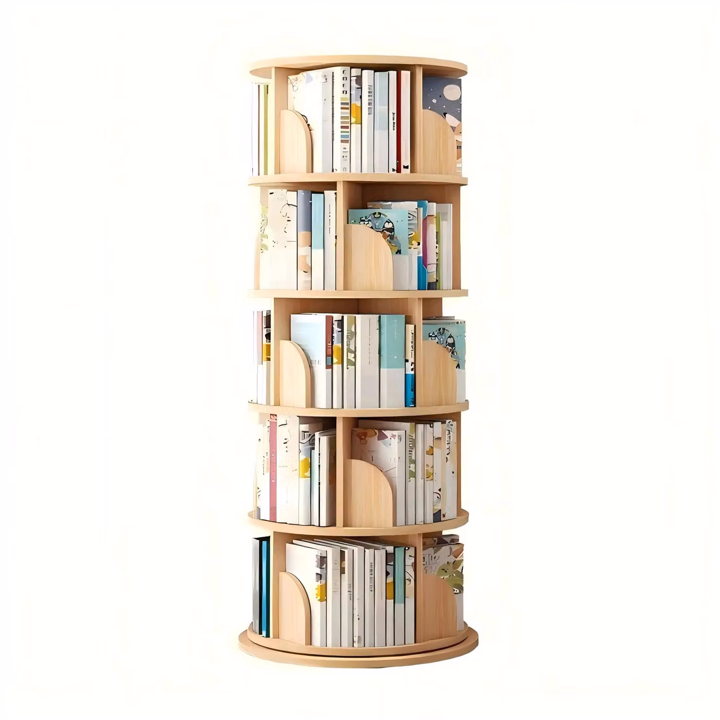 Libreria girevole a 360° - 5 ripiani - Modulabile da 2 a 5 ripiani - In legno - Libreria angolare - Ideale per piccoli spazi - Colore kaki