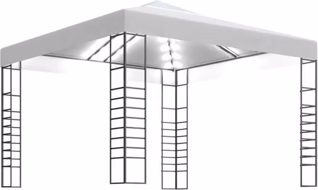 Gazebo | Pergolato da Giardino con Luci a Stringa LED 3x3 m Bianco
