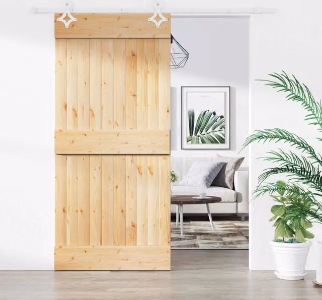 Porta scorrevole moderna vidaXL in legno e acciaio, Bianco e Marrone, L: 95 cm, H: 210 cm