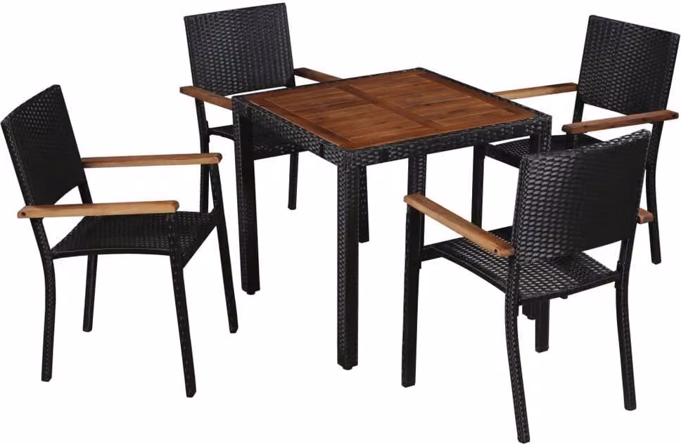 vidaXL set da pranzo da giardino 9 pezzi in poly rattan acacia legno massiccio nero