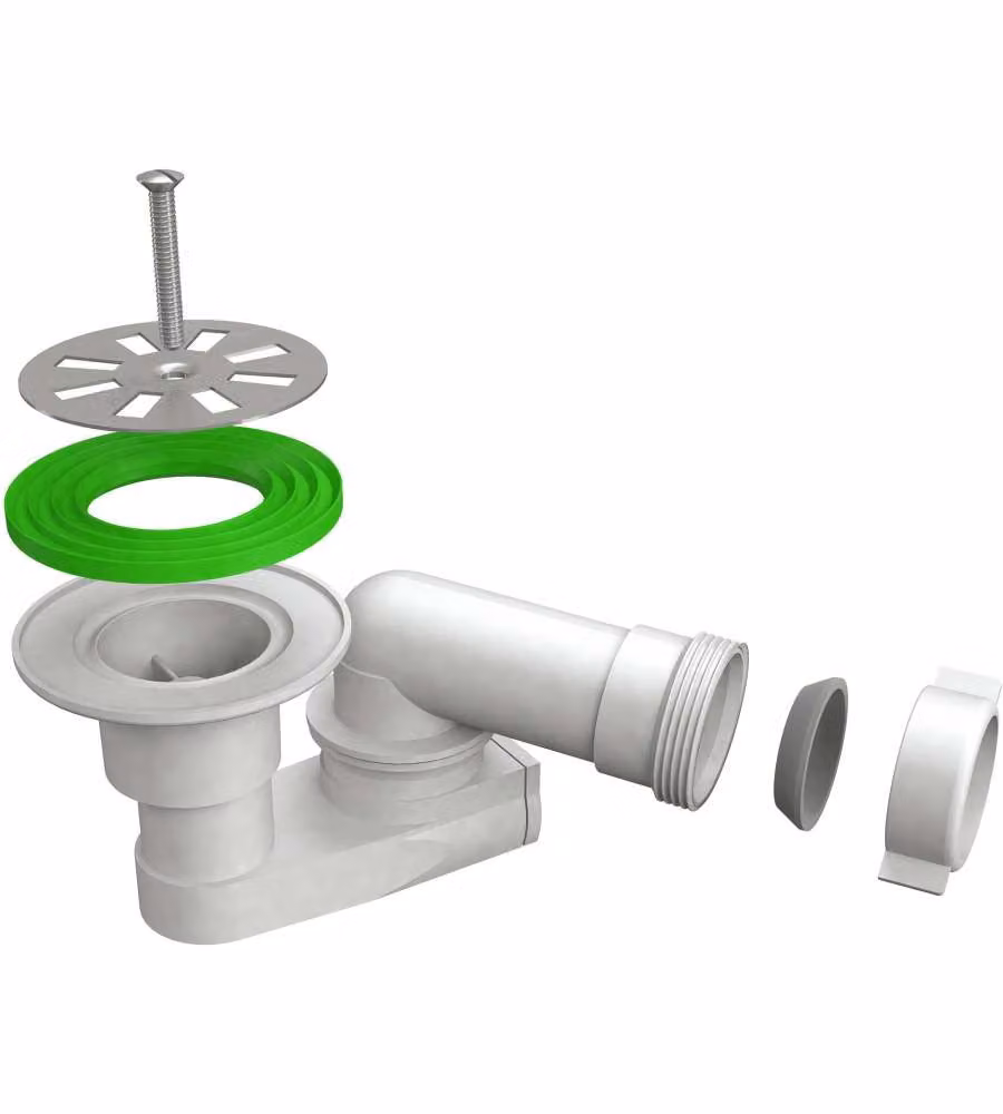 Sifone Ribassato Orientabile Doccia Bianco 1"1/2 diam. 40 mm