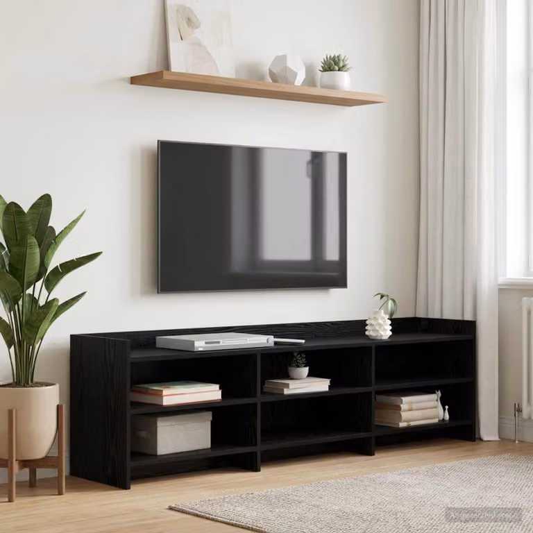 Mobile TV vidaXL moderno in legno ingegnerizzato nero e rovere L/P/H: 168 x 33 x 47 cm