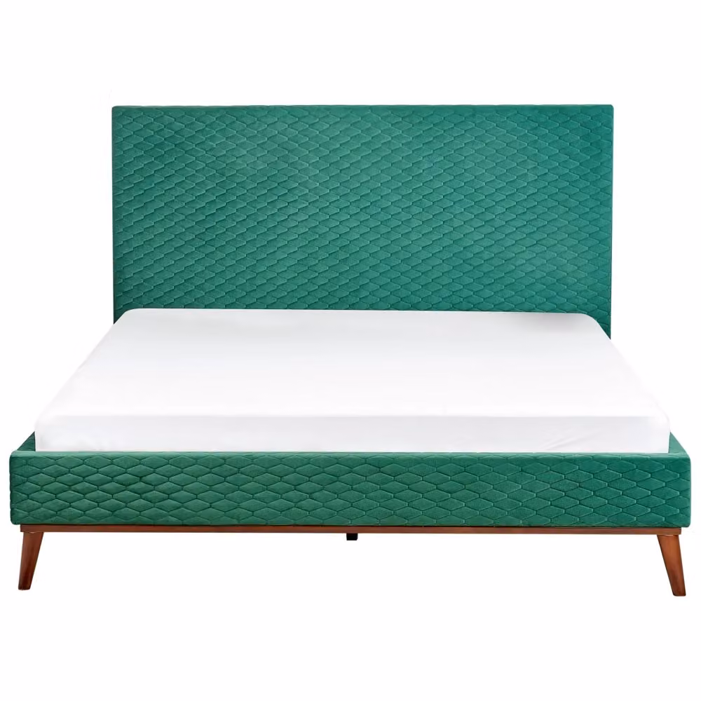Letto imbottito Beliani in tessuto verde con struttura in legno e cassetti L/P/H: 160 x 200 cm – 2