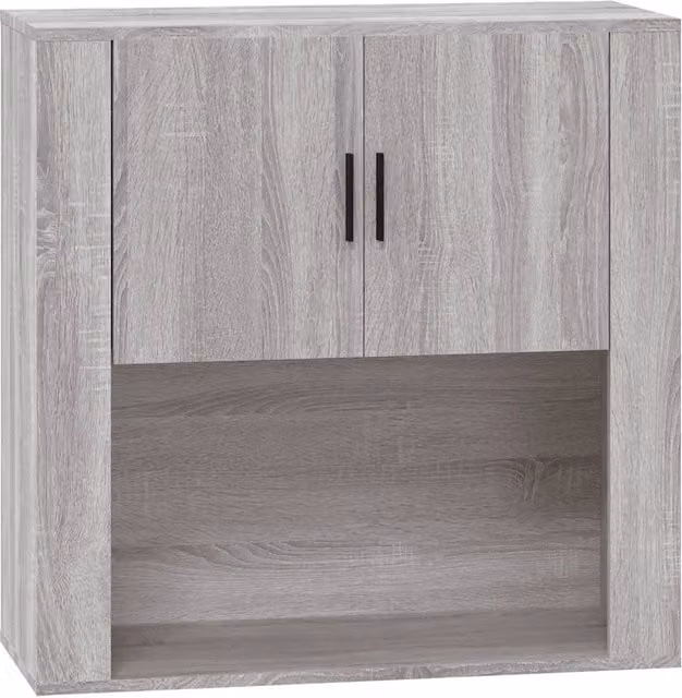 Mobile contenitore a parete moderno HELLOSHOP26 in legno composito grigio, L: 80 cm, P: 33 cm, H: 80 cm