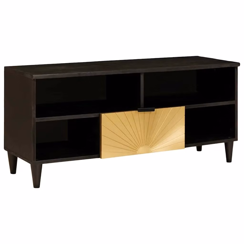 Mobile TV vidaXL moderno in legno ingegnerizzato nero e oro L 100 cm x P 33 cm x H 46 cm