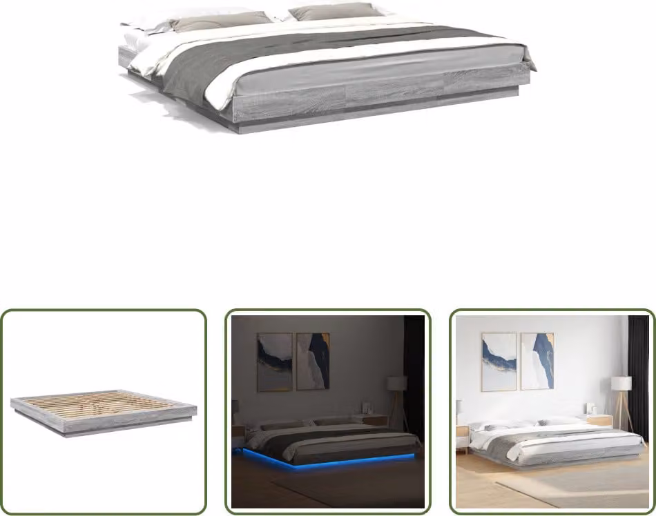 The Living Store Giroletto con LED Grigio Sonoma 200x200 cm in materiale ligneo