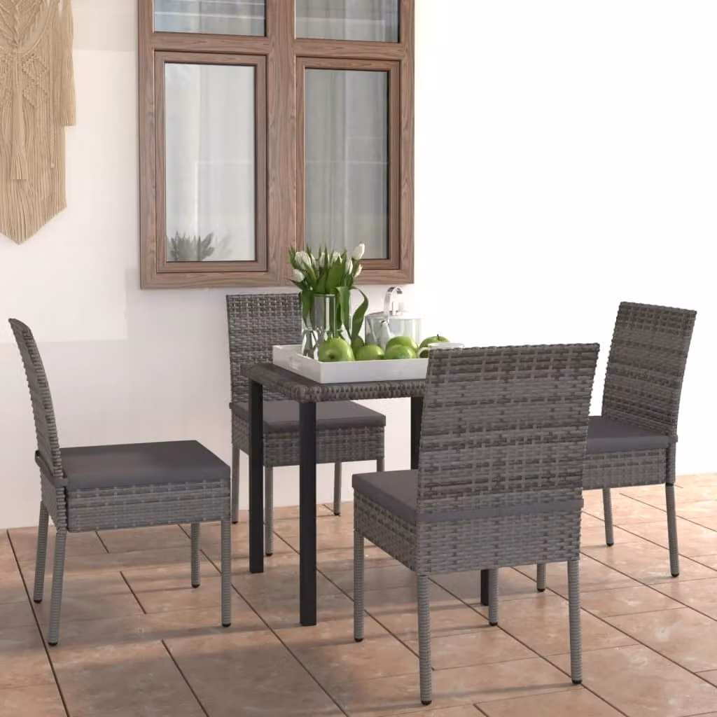 Maison Exclusive - Set da pranzo da giardino in polyrattan grigio, 5 pezzi