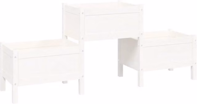 Fioriera a cassetta DESIGN IN in legno massello di pino bianca L: 178,5 cm, P: 44 cm, H: 75 cm
