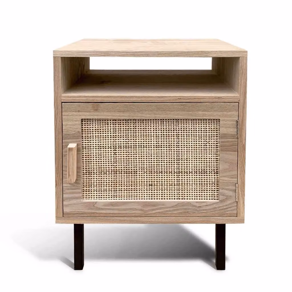 Tavolino LÚZETE Leif con 1 anta in legno color beige per camera da letto L/P/H: 54 x 30 x 40 cm – 2