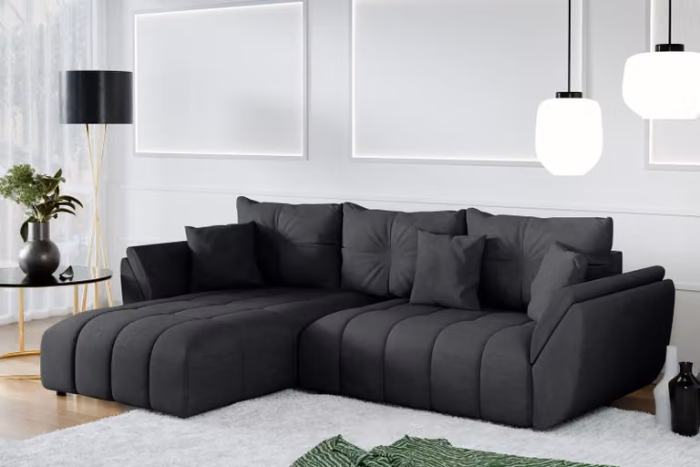 AX LIVING Divano angolare con funzione letto Verciani L Sofa grigio scuro 280 cm