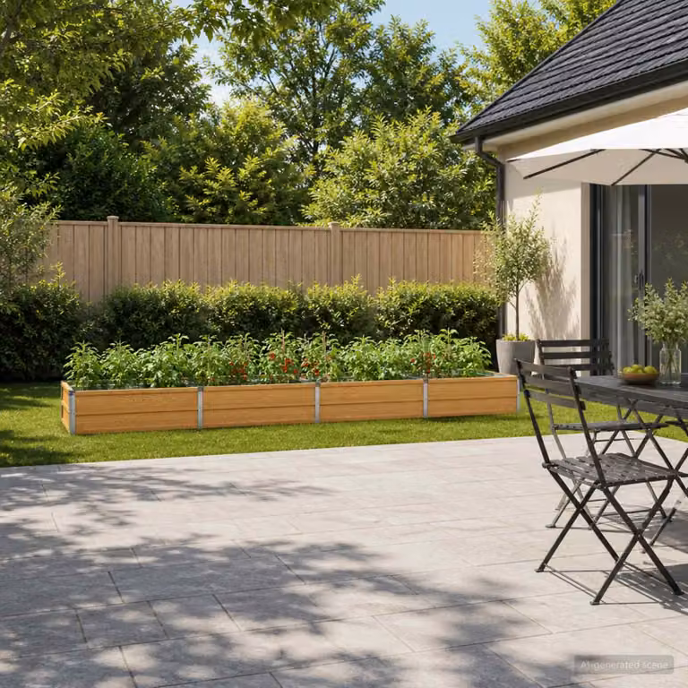 Letto rialzato da giardino vidaXL in metallo Corten color marrone L: 320 cm, P: 40 cm, H: 24 cm