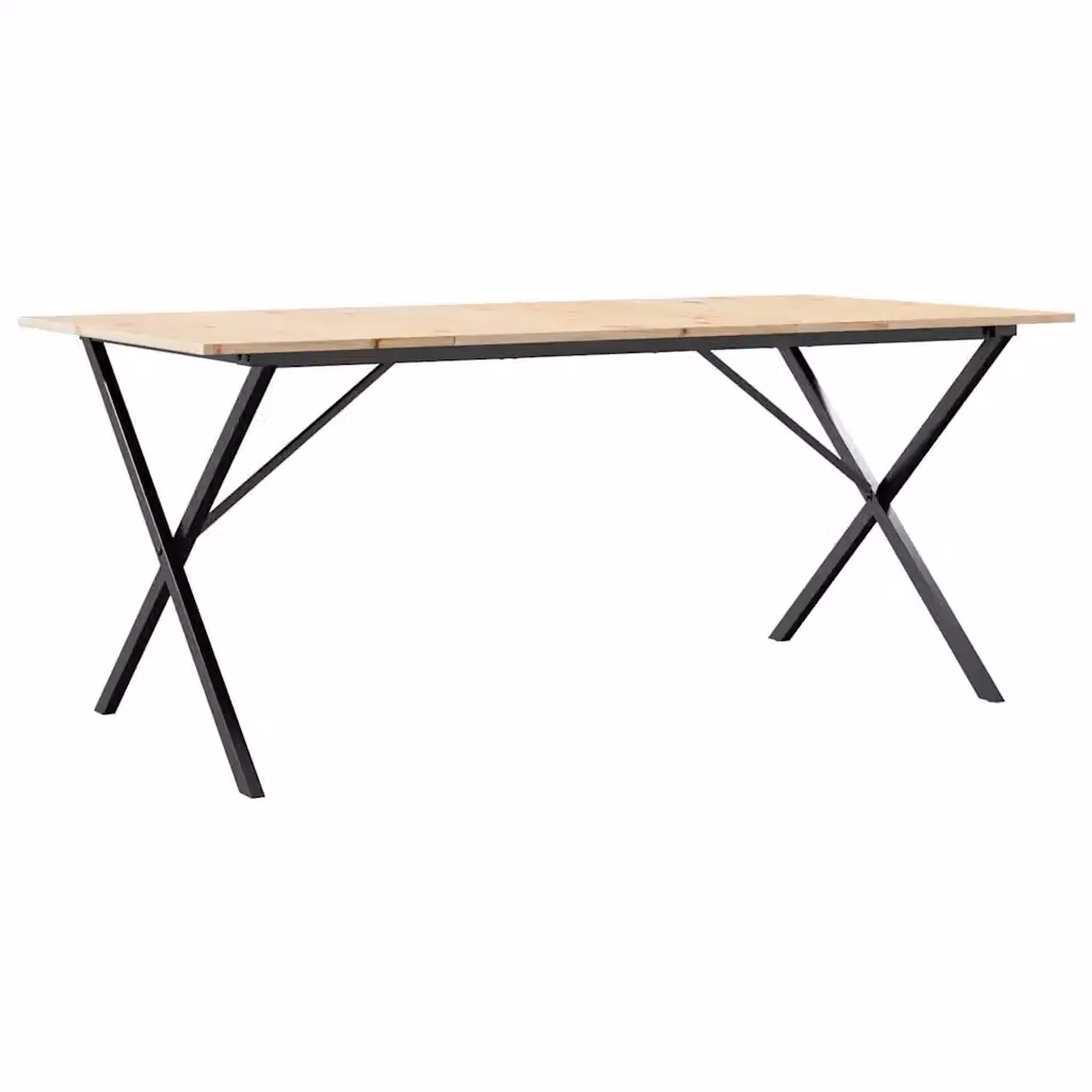 Tavolo da Pranzo Rettangolare vidaXL in Legno di Pino e Metallo Marrone con Telaio a X L: 180 cm, P: 90 cm, H: 75 cm – 2