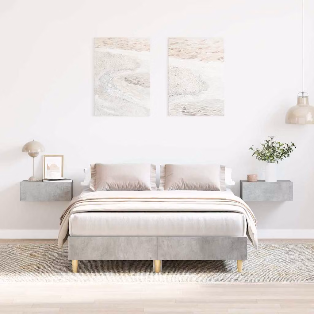 vidaXL Giroletto senza Materasso Grigio Cemento in Truciolato e MDF L: 138 cm, P: 193 cm