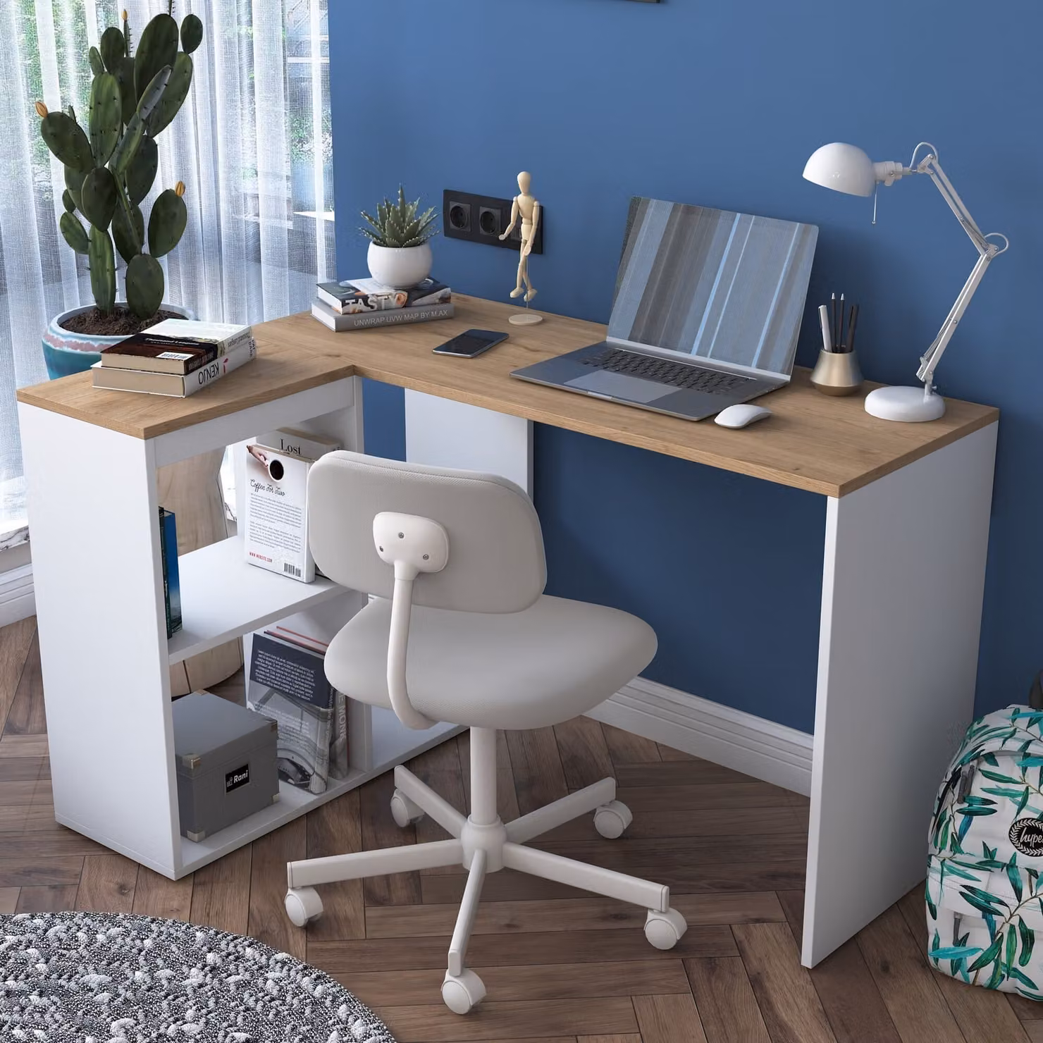 Skye Decor, HA113- HA113 RAN, tavolini color rovere,,bianco, 74,8x120x50 cm, 100% pannello di particelle rivestito in melamina