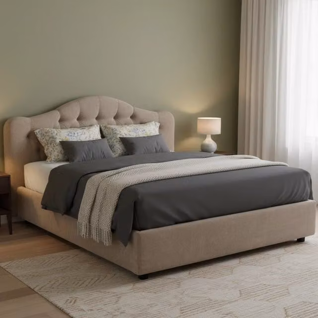 Letto Matrimoniale Alfer DMORA con Materasso Incluso, Grigio e Beige, L/P: 160 x 200 cm