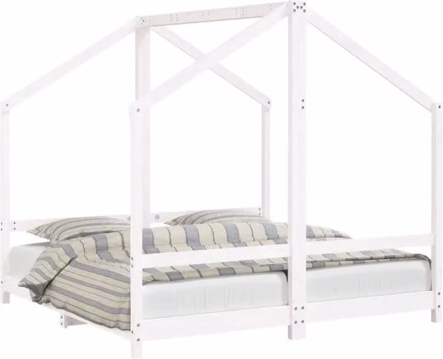 Giroletto per Bambini | Letto Infantile | Lettino Bianco 2x(80x160)cm Legno Massello Pino