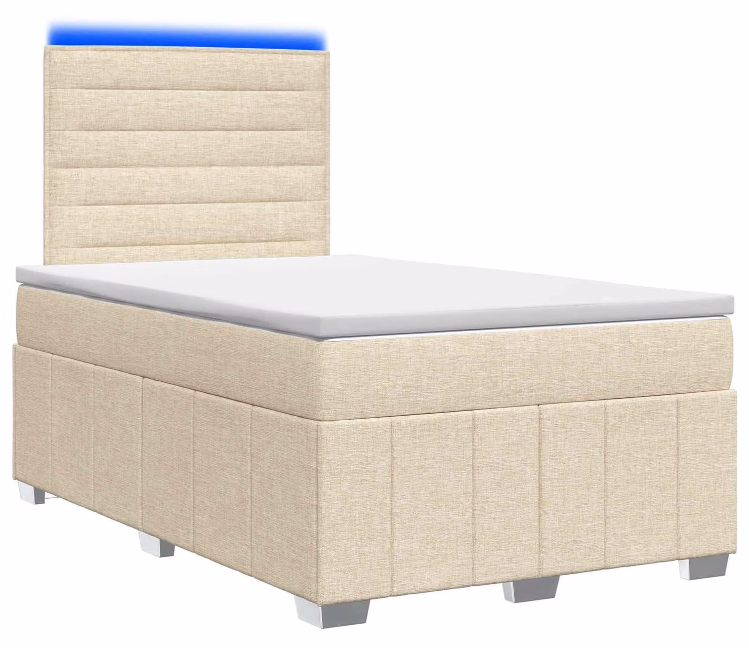 Letto boxspring LED con materasso Crema 120 x 190 cm Tessuto