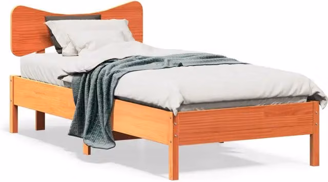 Letto senza Materasso-Struttura Letto Marrone Cera 75x190 cm in Legno di Pino 414609