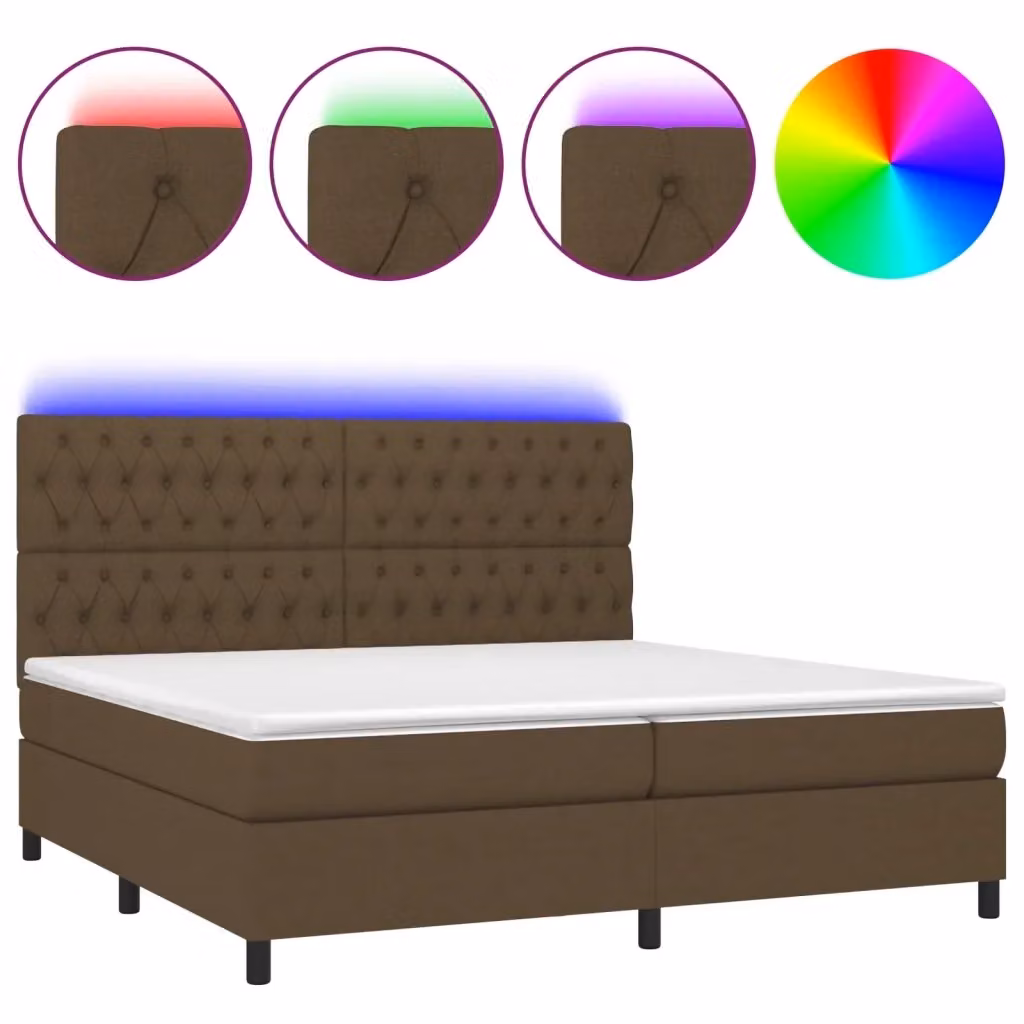 Letto Ibrido con Materasso a Molle Insacchettate e Illuminazione LED vidaXL, Marrone, L/P: 200 x 200 cm – 2
