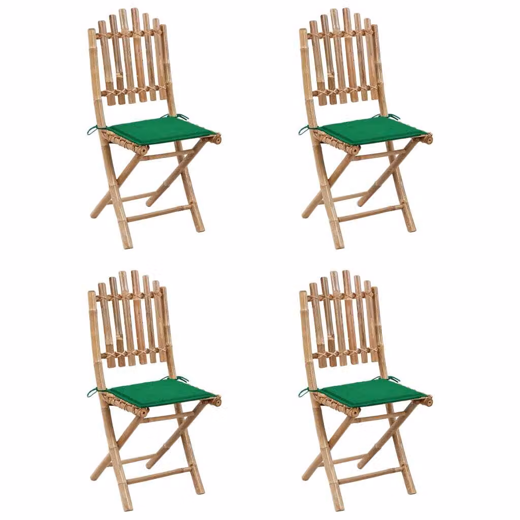 Set da Pranzo da Giardino 5 pz Pieghevole con Cuscini in Bambù